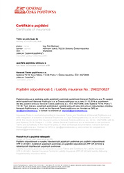 Cerifikát pojištění - profesní odpovědnost